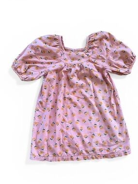 Zara Pink Floral Dress with Puff Details